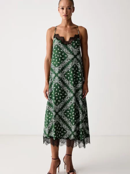 Zadig&Voltaire rochie lenjerie intimă din mătase RESPA verde