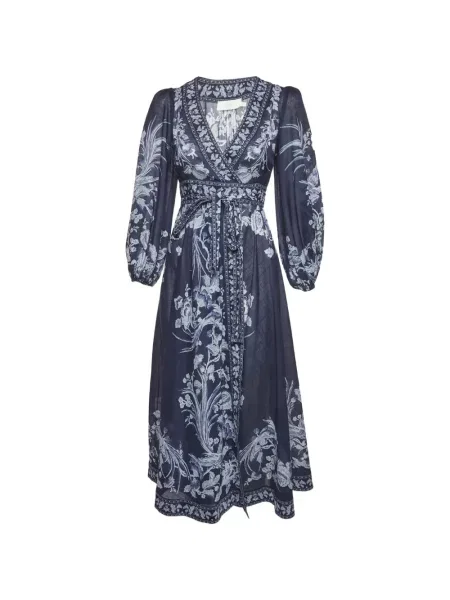 Rochie midi Zimmermann cu model floral cu imagine plic albastru