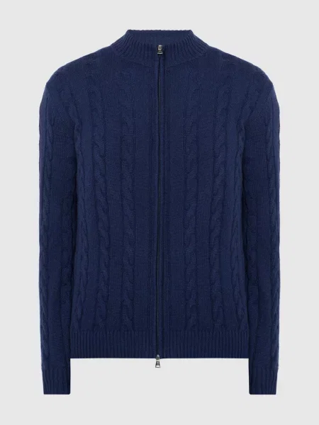 Кардиган з кашеміру в фактурний візерунок Cashmere&whiskey синій