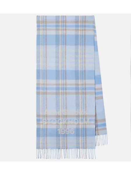 Fular Acne Studios de lână în carouri albastru