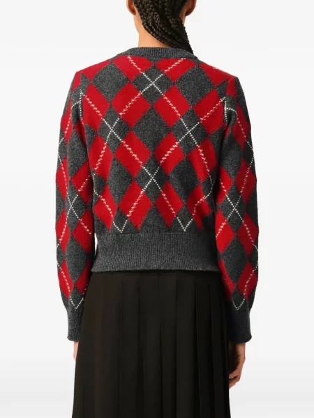 Cardigan Ami Paris de lână cu model argyle gri