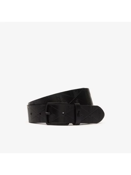 Lacoste Skórzany Pasek Z Monogramem granatowy