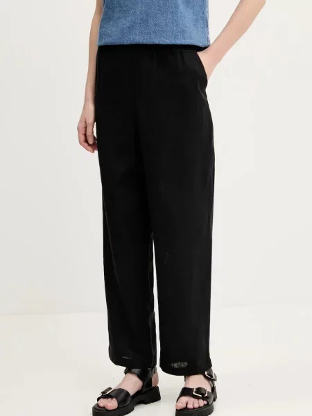 Lanene hlače Abercrombie & Fitch črna