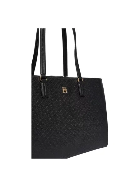 Shopperka Tommy Hilfiger ze skóry ekologicznej czarna