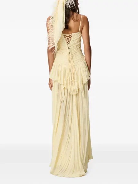 Rochie maxi Norina St cu volane galben