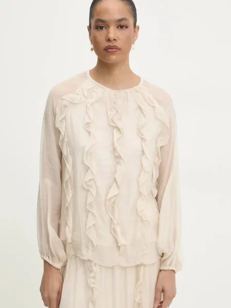 Блуза Answear Lab с изчистен дизайн бежово