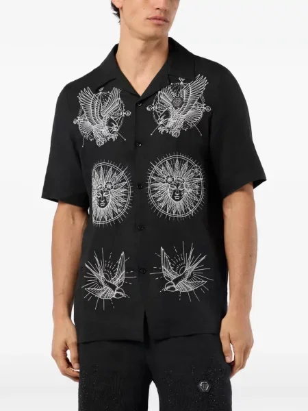 Cămașă Philipp Plein cu broderie negru