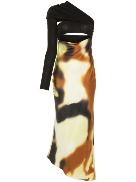 Rochie midi Nanushka drapată de costum maro