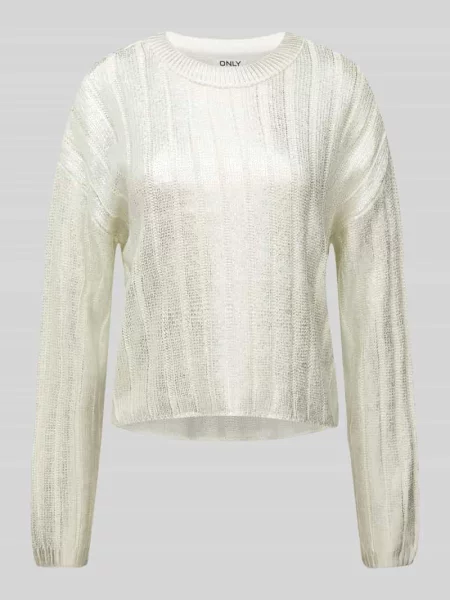 Sweter z dzianiny o kroju comfort fit z efektem metalicznym model ‘Kama’ Only