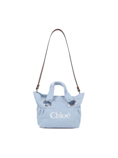 Shopperka Chloe z logo płócienna niebieska