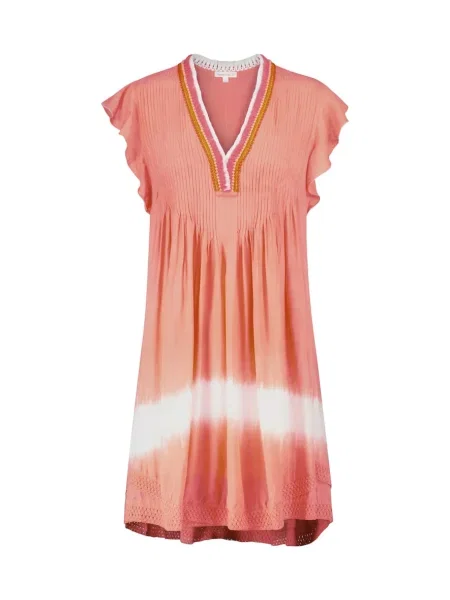 Tie-dye obleka Poupette St Barth z obrobami oranžna