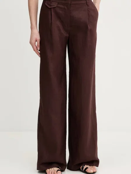 Bardot pantaloni din in maro