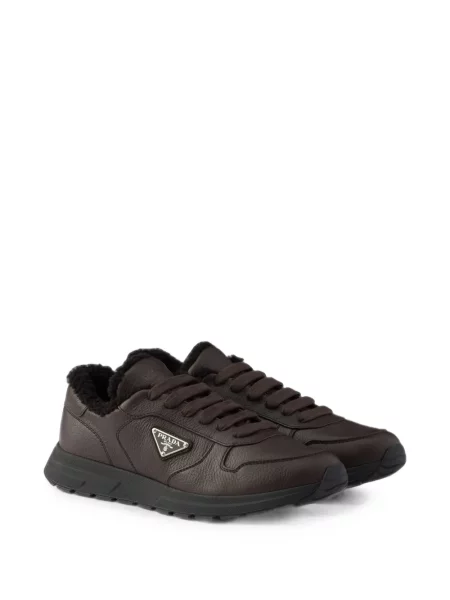 Sneakerși Prada din piele maro