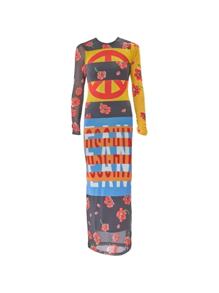 Lung rochie din denim Moschino Jeans cu imagine negru