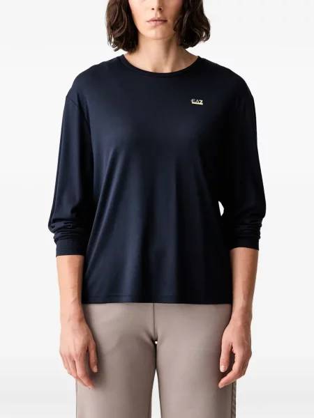 Lung tricou Ea7 Emporio Armani cu autograf albastru
