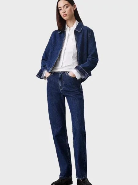 Прямые джинсы Calvin Klein Jeans с высокой посадкой синие