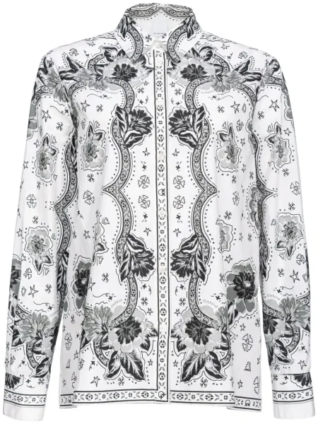 Cămașă Pinko cu model floral cu imagine alb