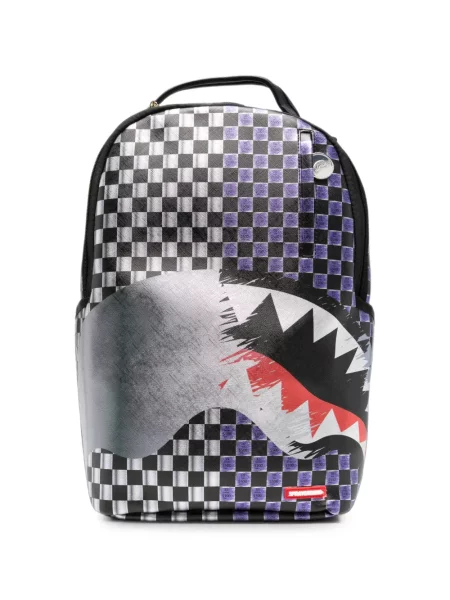 Rucsac Sprayground în carouri cu imagine negru
