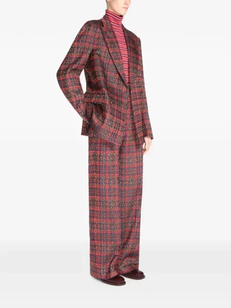 Μπλέιζερ Dries Van Noten ζακάρ διπλόκουμπα κόκκινο