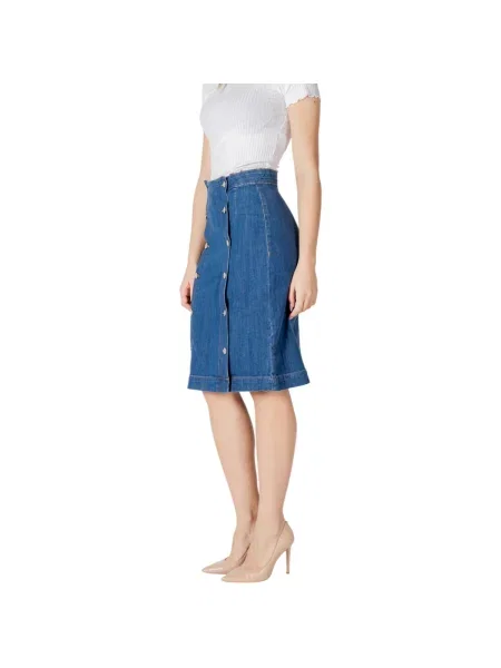 Fustă din denim Ichi albastru