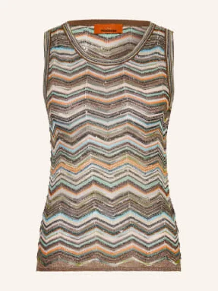 Pletený pletený top Missoni s flitry oranžový