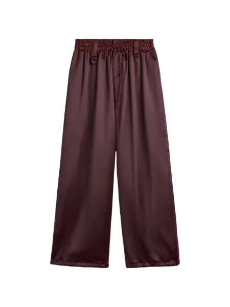 Pantaloni Y-3 din satin cu dungi alergare roșu