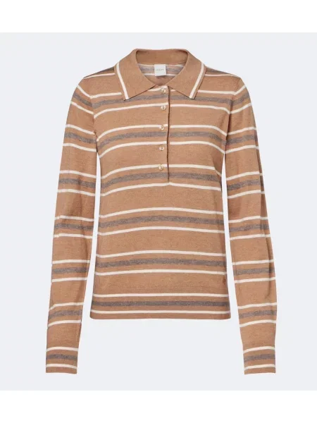 Tricou polo Varley cu dungi maro