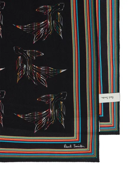 Fular Paul Smith cu dungi cu imagine negru