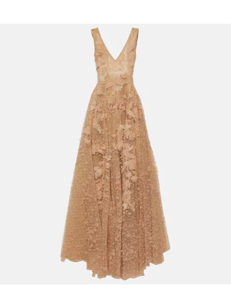 Sukienka Costarellos tiulowa beżowa