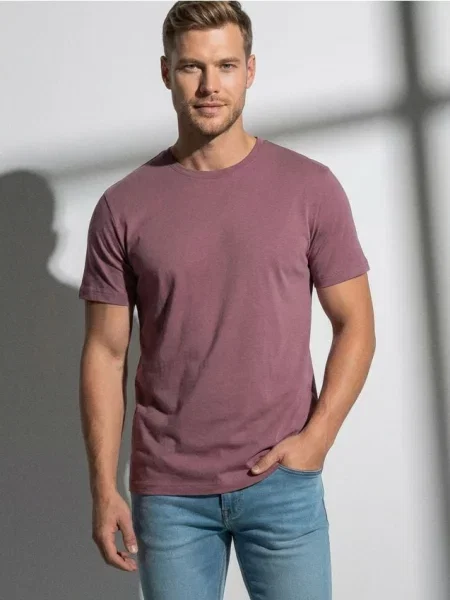 Sinsay koszulka basic fioletowy