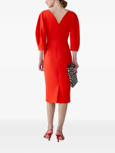 Rochie midi Carolina Herrera cu funde drapată roșu