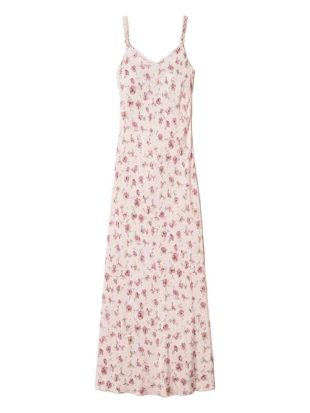 Rochie maxi Twinset cu model floral cu imagine de costum roz