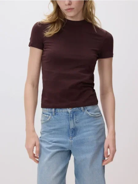 Reserved Tricou slim fit maro-închis maro