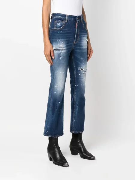 Džínsy so strihom ku čižmám Dsquared2 modrá