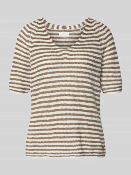 T-shirt z lnu z dekoltem w serek Fynch-hatton