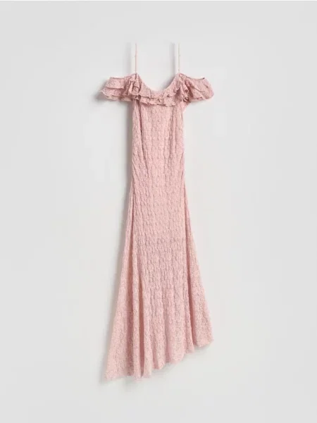 Reserved Rochie midi asimetrică roz-pastel roz