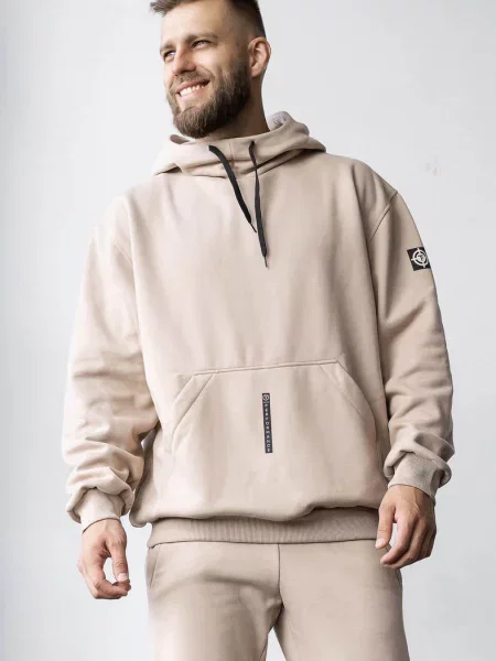 Мужское однотонное худи бежева