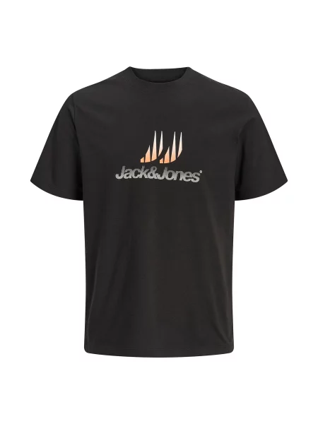 JACK & JONES Tricou JCOECHO portocaliu caisă / negru alb
