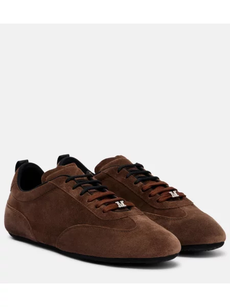 Sneakerși Max Mara din piele de căprioară maro