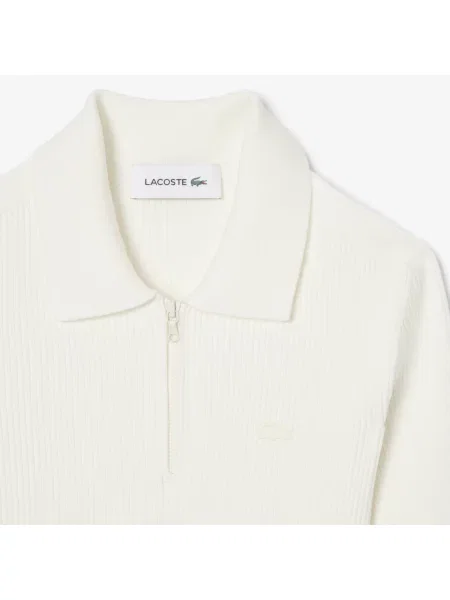Lacoste Sukienka Z Kołnierzykiem Polo Z Krótkim Rękawem Relaxed Fit biała