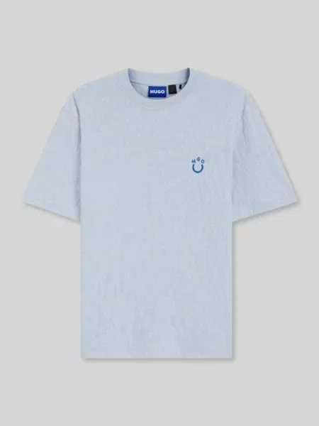Damski t-shirt o kroju regular fit z froty Hugo Blue niebieska