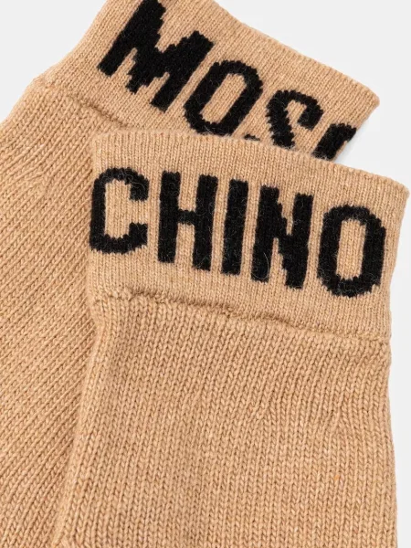 Рукавички з вовною Moschino коричневий