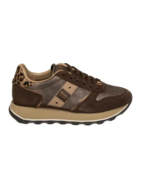 Sneakersy Blauer skórzane brązowe