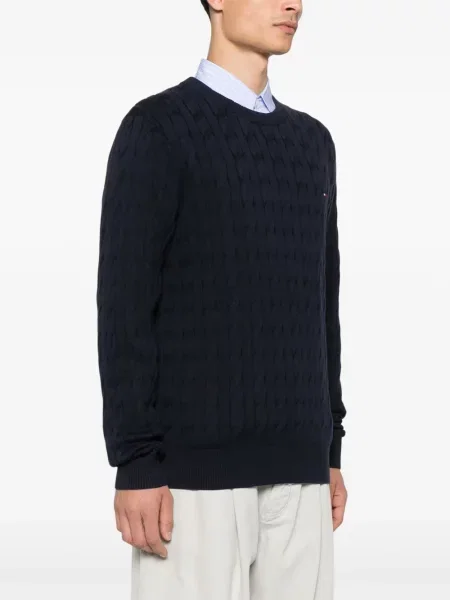 Пуловер Tommy Hilfiger с кръгло деколте синьо