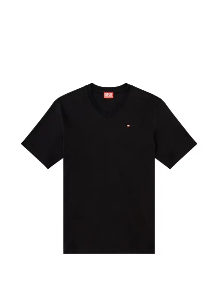 Tricou Diesel cu broderie cu decolteu în V negru