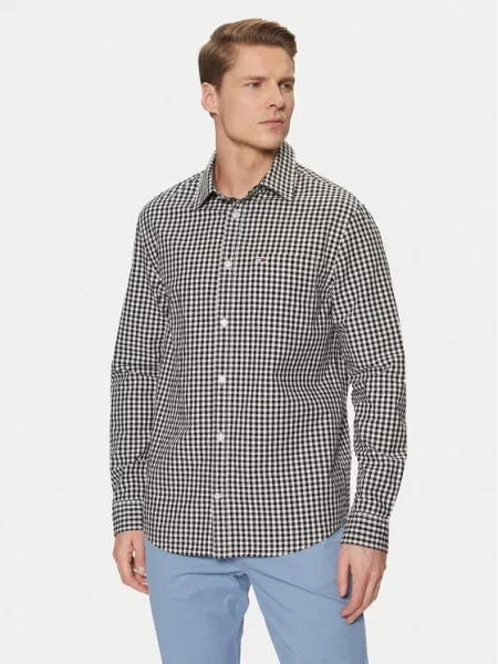 Tommy Jeans Marškiniai Poplin Check juoda