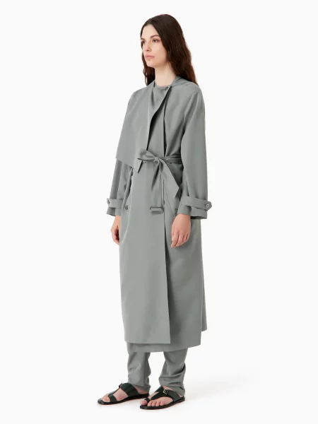 Тренч Emporio Armani модал/поліестер сірий