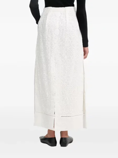 Fusta maxi Isabelle Blanche cu broderie alb