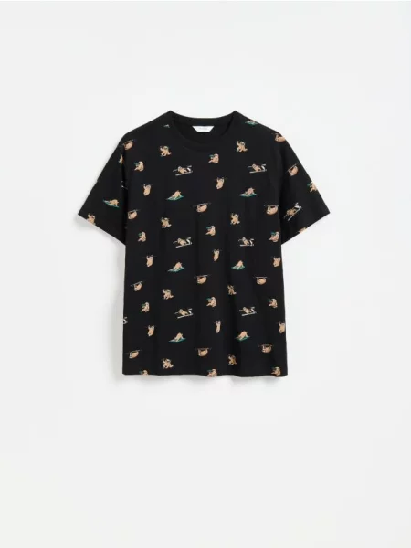 Reserved Tricou regular fit negru
