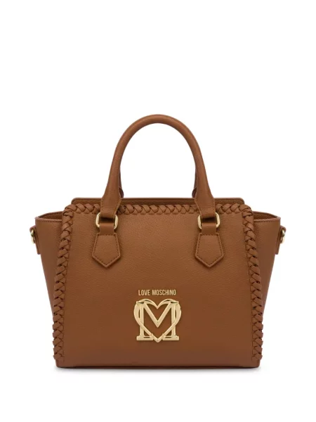 Geantă Love Moschino cu autograf maro